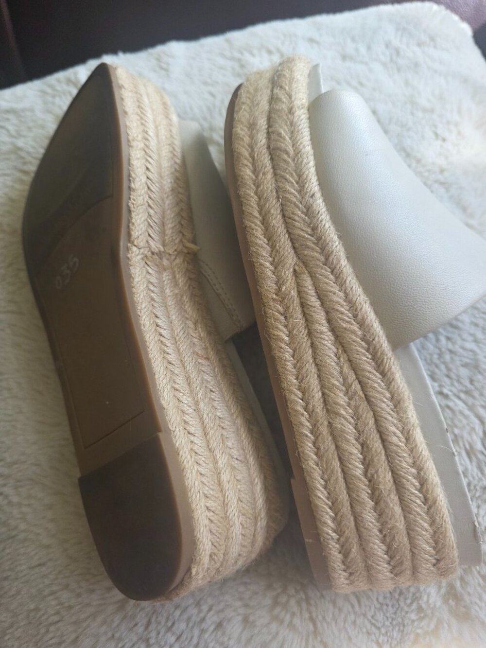 Franco Sarto Espadrille white upper leather size 7, Summer shoes
